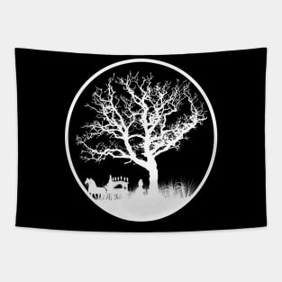 THE HEARSE WHITE ON BLACK Tapestry