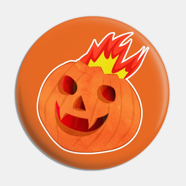 Jack O'Lantern is on Fire Pin by Flush Gorden