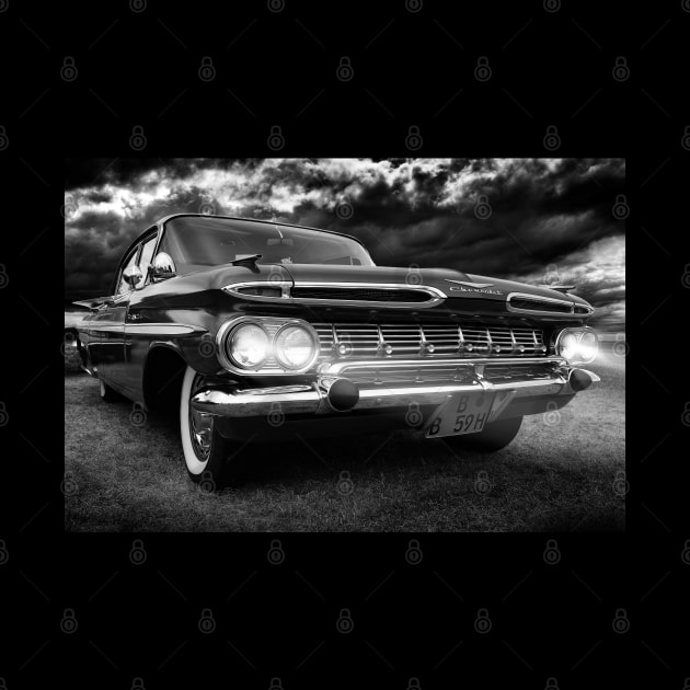 1959 Chevy Impala, chevy black and white by hottehue