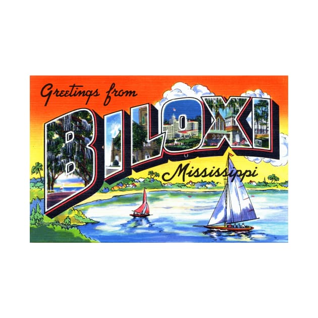 Greetings from Biloxi, Mississippi - Vintage Large Letter Postcard by Naves