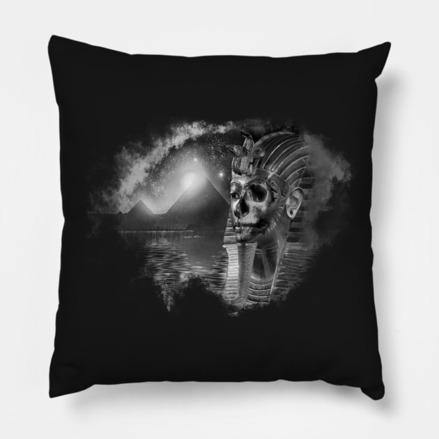 Mystic Pharaoh (b&w) Pillow by FattoAMano