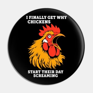 Chickens Screaming Pin
