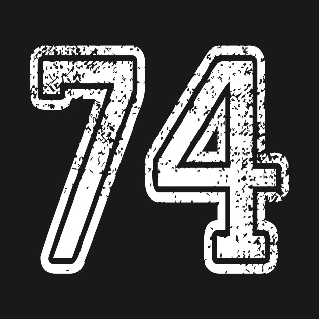 Number 74 Grungy in white by Sterling