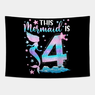 Girls 4Th Bday This Mermaid Is 4Years Old Kids Costume Tapestry