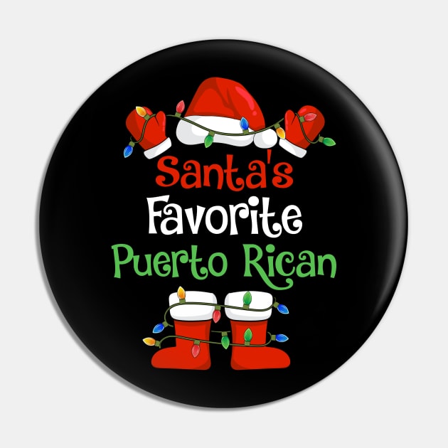 Santa's Favorite Puerto Rican Funny Christmas Pajamas Pin by cloverbozic2259lda