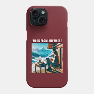 Work From Anywhere - Woman in Mountains and Snow Phone Case