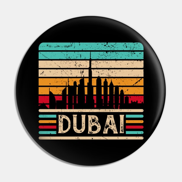 Dubai Skyline Vintage United Arab Emirates Pin by Foxxy Merch