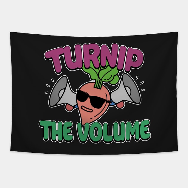 Turnip The Volume Funny Disco Gardening Gift Tapestry by Mesyo