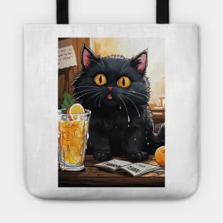 Funny Shocked Black Cat Tote