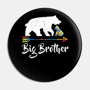 Big Brother Bear Autism Awareness T Shirt Proud Autism Mom Pin