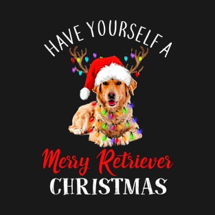 Have yourself a merry Retriever christmas Retriever christmas lights santa hat funny gift T-Shirt