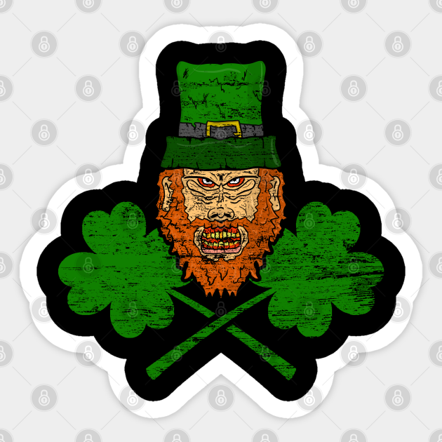Evil Leprechaun Four Leaf Clover St Patricks Day Sticker Teepublic