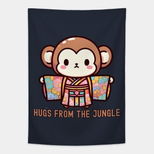 Japanese monkey Free hugs Tapestry