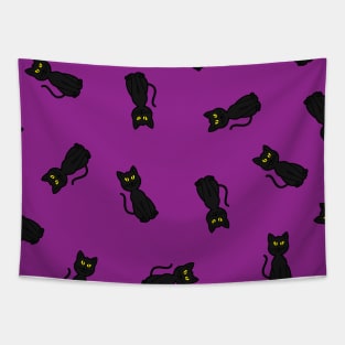 Black Cat Pattern Purple Tapestry