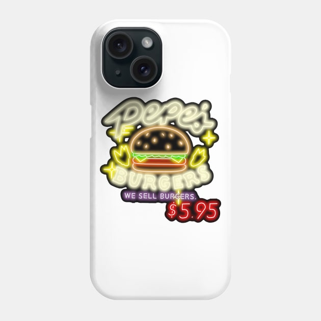 Neon Pepe's Burgers Logo from Steven Universe Phone Case by gkillerb