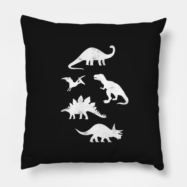 Dinosaurs on Black Pillow by latheandquill