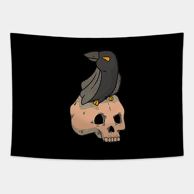 Crow on Skull Tapestry by My_Store