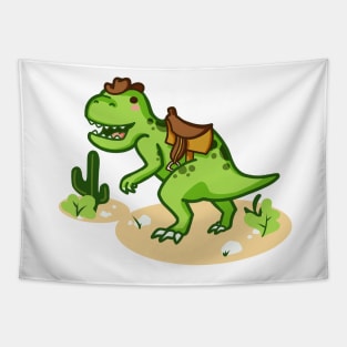 Cowboy T-Rex with little hat and saddle, tyrannosaurus, dino, dinosaur Tapestry