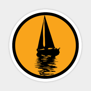 Sunset Over The Sea with a Sail Boat Magnet