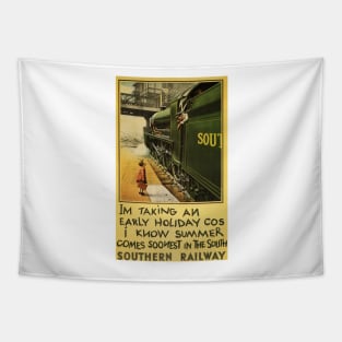 Early Summer Holiday Southern Railway Vintage Steam Train Tapestry