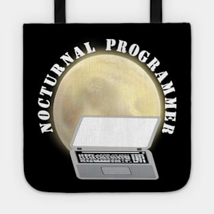 Nocturnal Programmer. Moon and Laptop Computer. Tote