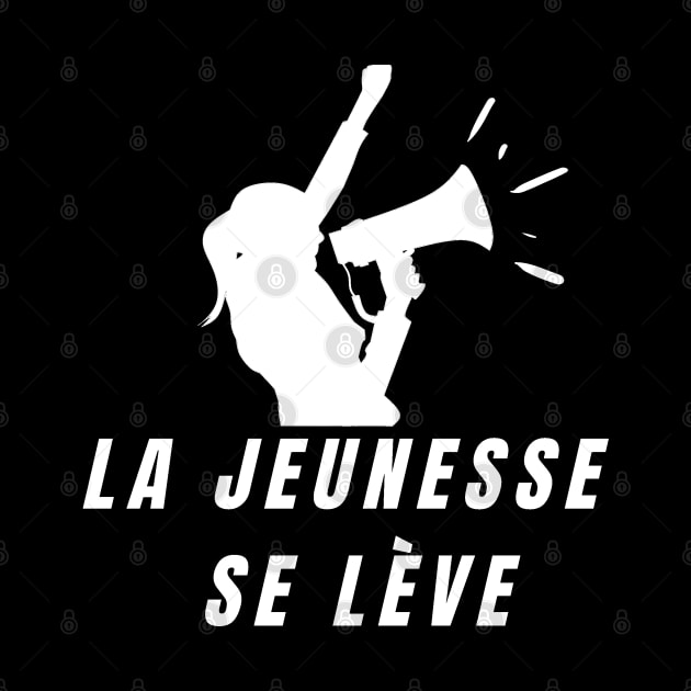 La Jeunesse se leve femme avec mégaphone by JulieVie Design