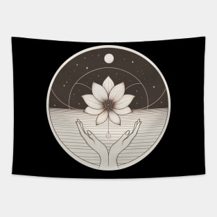 spiritual hippie calming peaceful flower illustration Tapestry