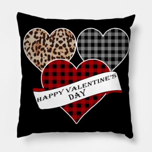 Women's Striped Plaid Printed Heart Valentine's Day Pillow