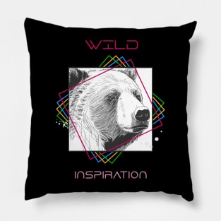 Bear Grizzly Wild Nature Animal Illustration Art Drawing Pillow