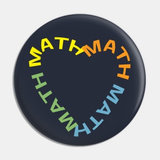 Math Heart Text White Pin