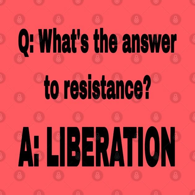 Q: What's The Answer To Resistance? - A: LIBERATION - Black - Front by SubversiveWare