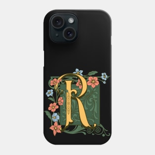 Art Nouveau Letter R, Ornamental Letter R, Art Deco Phone Case