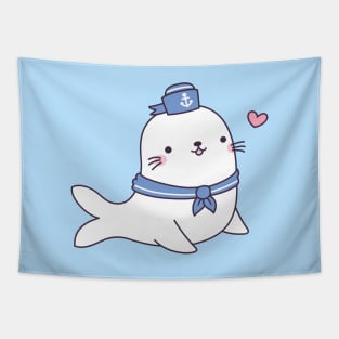 Cute White Seal Sailor Crew Tapestry