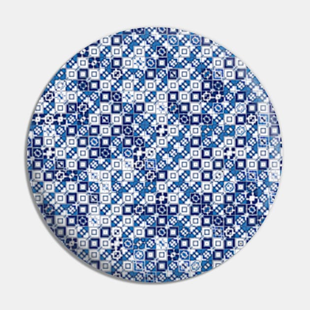 Blue Small Random Check Fabric Pattern Pin by TMHirstArts