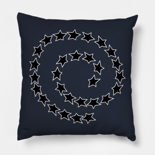 Black and White Star Spiral Pillow