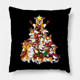 Corgi dog tree christmas Pillow