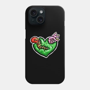 Zombie Heart Tongue and Fingers Green Valentines Day Phone Case