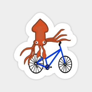 Squid On A Bicycle Blue Magnet