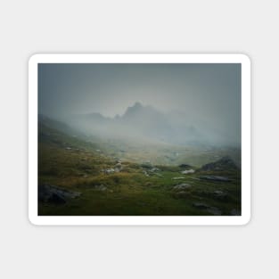 Transfagarasan misty mountain peak Magnet