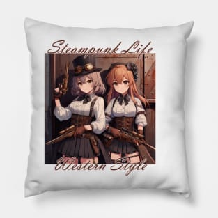 Steampunk Life - Western Style Pillow