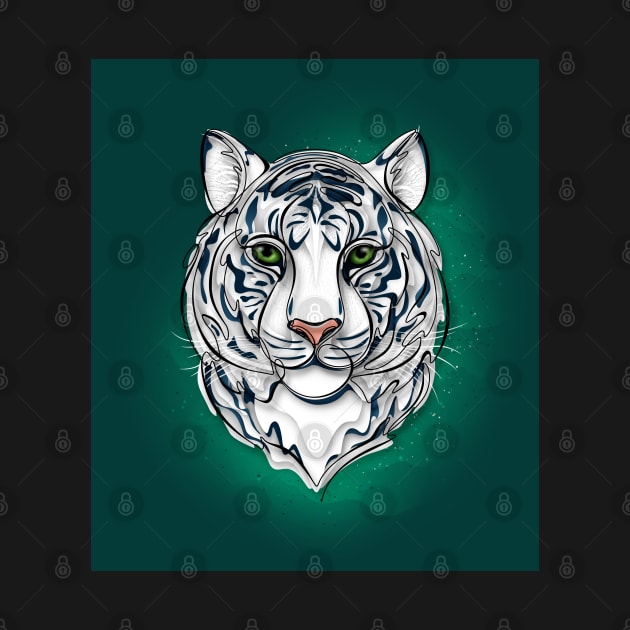 Continuous Line White Tiger Portrait. 2022 New Year Symbol by Chinese Horoscope by lissantee