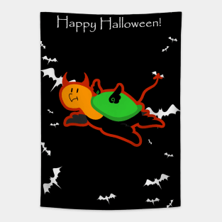 "Happy Halloween" Spooky Devil Turtle Tapestry