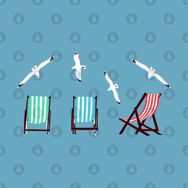 Summer, lounge chairs in the beach by Mimie20