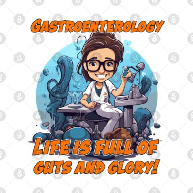 Gastroenterologist Caricature Gift for Medical Doctor - Life is full of guts and glory! by VEKULI