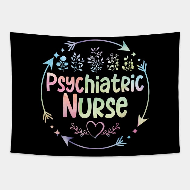 Psychiatric Nurse cute floral watercolor Tapestry by ARTBYHM