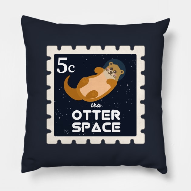 Otter Lover Postage Stamps | Funny Astronomy | Space Pillow by Fluffy-Vectors
