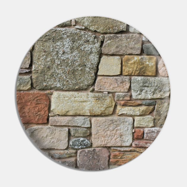 Stone Wall Fieldstones in Grey, Gold and Red Flagstone Pin by podartist