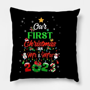 Our First Christmas As Mr And Mrs 2023 Couple Wife Husband Pillow