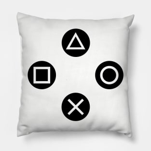 Play with Playstation Controller Buttons (Black and White) Pillow