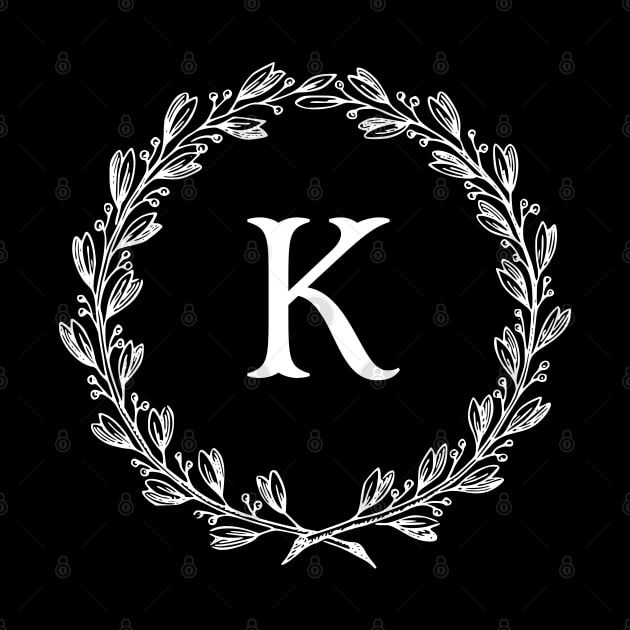 Beautiful Letter K Alphabet Initial Monogram Wreath by anonopinion